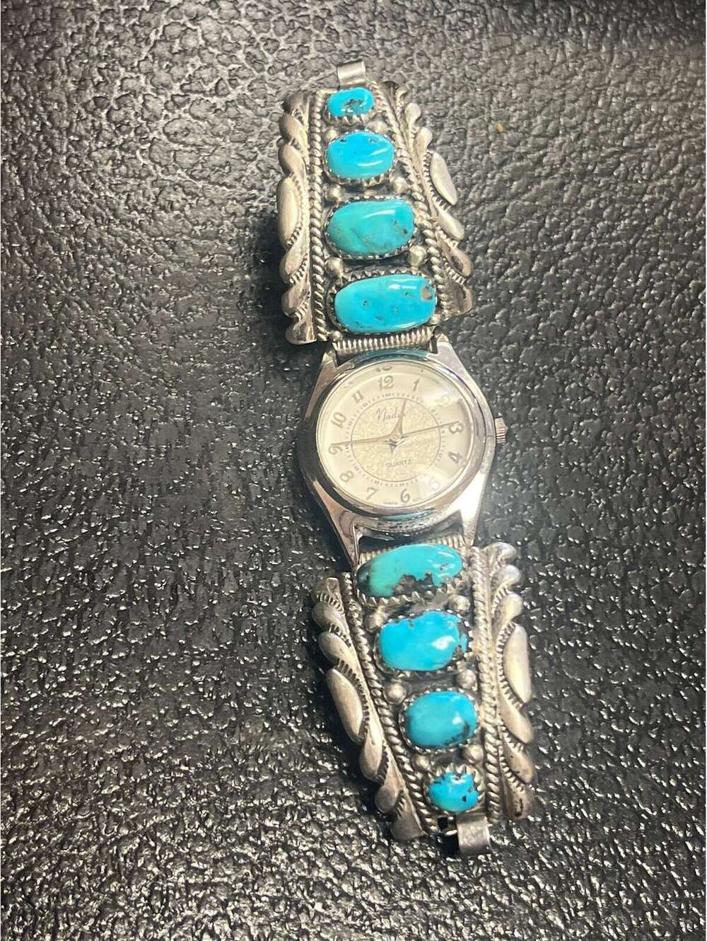 Navajo Vintage sterling silver Natural turquoise watch band statement piece